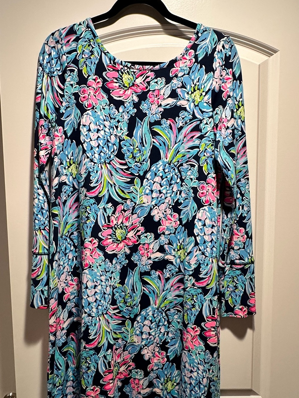 Lilly Pulitzer Navy Tunic with Pink & Aqua Floral Pineapple Print
